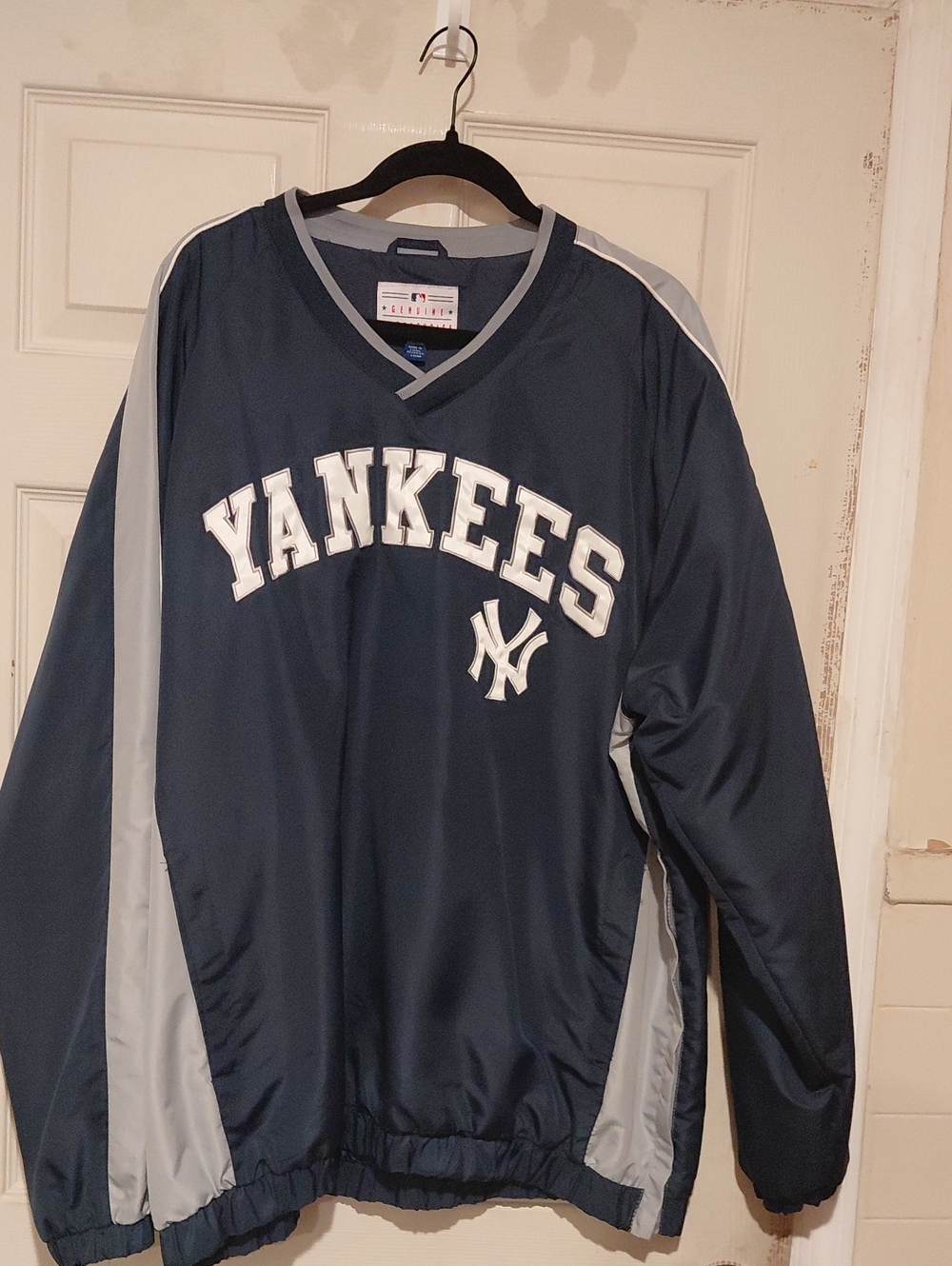 New York Yankees Navy Gray Pullover Windbreaker Genuine Merchandise Size XXL/XXG